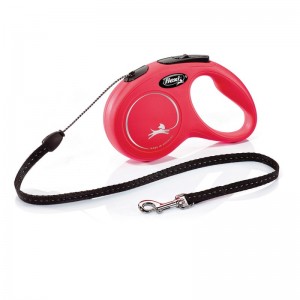 Flexi New Classic avec cordon | Laisse avec enrouleur chien et chat | Rouge