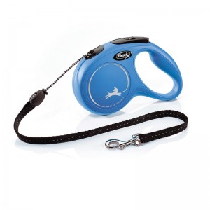 Flexi New Classic avec cordon | Laisse avec enrouleur chien et chat | Bleu