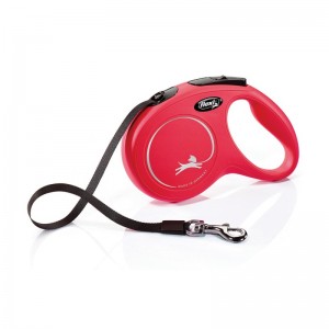 Flexi New Classic avec sangle de 5 m | Laisse avec enrouleur chien | Rouge