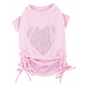 Doggy Dolly | Chien | T-shirt rose avec coeur strass et nœud rose