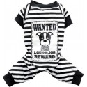 Doggy Dolly | Chien | Pyjama rayé noir et blanc WANTED : Taille:XS - Dos 18 à 21 cm. Chien 1,5 kg.