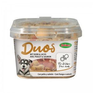 Boite de petites friandises pour chiot au poulet et au saumon DUOS