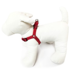 Harnais pour chien en nylon avec surpiqûres réfléchissantes | Rouge