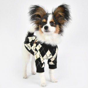 Pull pour chien jacquard noir et blanc | PUPPIA Jaden