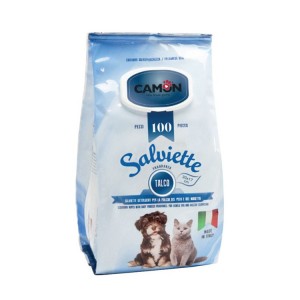 Sachet de 100 lingettes nettoyantes pour chien ou chat - Talc