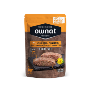 Ownat | Chat | Pâtée Wetline POULET/CREVETTE Sans Céréales 85 g