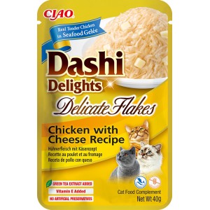 INABA Chat Dashi Delicate Flakes Silky Broth – Poulet & Fromage – 40 g
