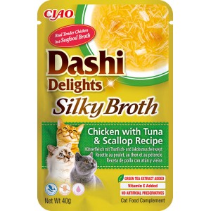 INABA Chat Dashi Delights Silky Broth – Poulet, Thon & Saint-Jacques – 40 g