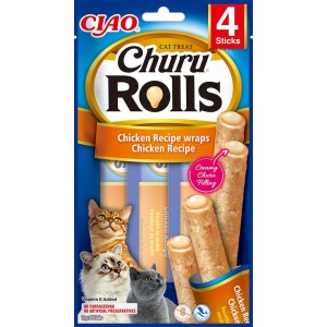 INABA Chat Churu Rolls – Wrap Poulet & Poulet – Pack de 4 – 40 g