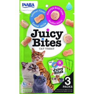 INABA Chat Juicy Bites – Bouillon & Calamar – Pack de 3 – 33,9 g