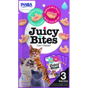 INABA Chat Juicy Bites – Crevette & Fruits de Mer – Pack de 3 – 33,9 g