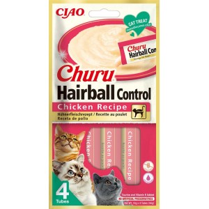 INABA Chat Churu Hairball Control – Poulet – Pack de 4 – 56 g