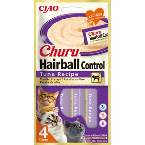 INABA Chat Churu Hairball Control – Thon – Pack de 4 – 56 g