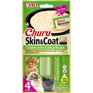 INABA Chat Churu Skin & Coat – Poulet & Saint-Jacques – Pack de 4 – 56 g