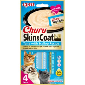 INABA Chat Churu Skin & Coat – Thon & Saint-Jacques – Pack de 4 – 56 g