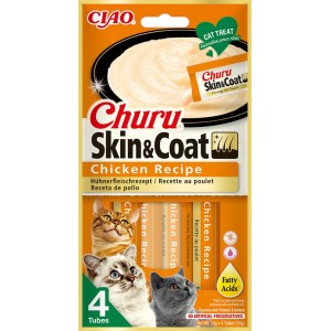 INABA Chat Churu Skin & Coat – Poulet – Pack de 4 – 56 g