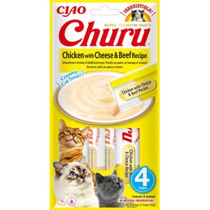 INABA Chat Churu – Poulet, Bœuf & Fromage – Pack de 4 – 56 g