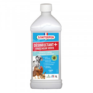 Désinfectant Plus bactéricide Saniterpen Fraicheur verte pour nettoyer, désinfecter et désodoriser.