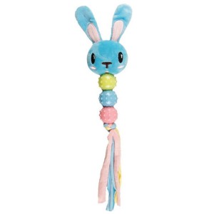 Peluche tête de lapin sonore avec bandes en tissu et perles | Jouet chiot et chaton