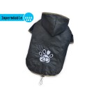 Manteau imperméable souple à capuche FLUID noir | Petit chien : Taille:XS - Dos 18 à 21 cm. Chien 1,5 kg.