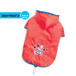 Manteau imperméable souple à capuche FLUID rouge | Petit chien