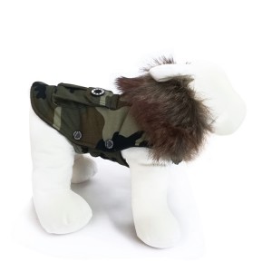 Manteau camouflage avec col en fourrure | Petit chien