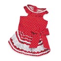 Robe rouge vif avec pois blanc | Petit chienne : Taille:XS - Dos 18 à 21 cm. Chien 1,5 kg.