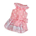 Robe rose poudré avec pois blanc | Petit chienne : Taille:XL - Dos 33 à 36 cm. Chien 6 kg.