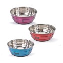 Gamelle pour chien en inox et vernie de couleur : Taille:Ø 21 cm. 1,4 L.