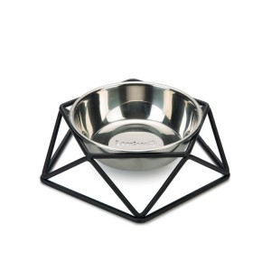 Gamelle pour chien en inox sur structure en acier noir DESIGN