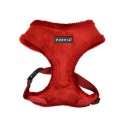 Harnais PUPPIA en suédine rouge avec fourrure TERRY : Taille:S - Cou 26 cm.  Poitrine réglable de 32 à 48 cm