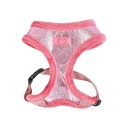 Harnais PUPPIA rose brillant avec fourrure EVON : Taille:XL - Cou 36 cm.  Poitrine réglable de 55 à 80 cm