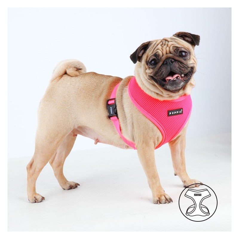Harnais PUPPIA rose fluo NEON ultra confortable et flashy