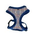 Harnais PUPPIA AUDEN motif pied de poule avec fourrure bleue : Taille:L - Cou 40 cm.  Poitrine réglable de 48 à 72 cm