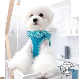 Harnais PUPPIA VIVIEN bleu avec volant vichy