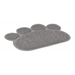 Tapis de bac à litière chat en forme de patte gris