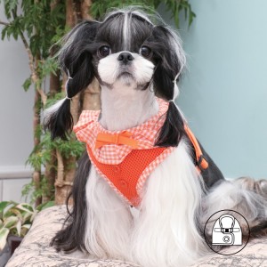 Harnais veste PUPPIA VIVIEN orange avec volant vichy