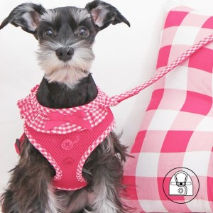 Harnais veste PUPPIA VIVIEN rose avec volant vichy