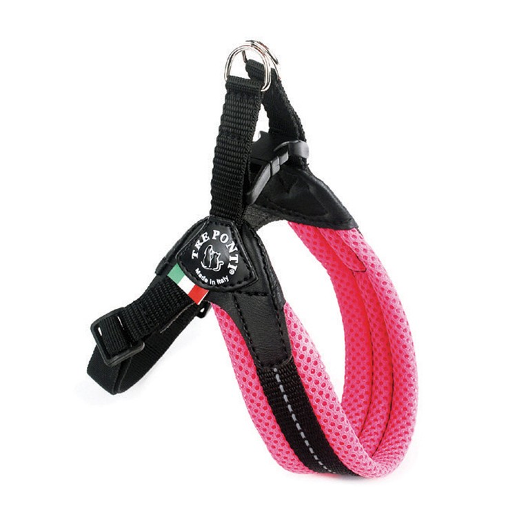 Harnais confort ajustable TRE PONTI pour chien avec clip  Rose fluo