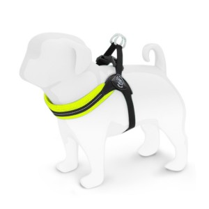 Harnais confort ajustable TRE PONTI pour chien avec clip | Jaune fluo