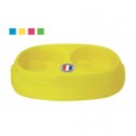 Gamelle chat pas cher double et en plastique et polypropylène : Couleur:Jaune, Diamètre:ø 11 cm. 26,5 x 16,5 x 5 cm. 2 x 250 ml