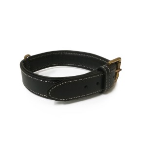 Collier en cuir doublé et surpiqué pour chien | BOBBY CLASSIC | Noir