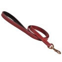 Laisse en cuir doublé avec surpiqûres pour chien | BOBBY Classic | Rouge : Taille:T2 - 105 cm x 18 mm