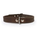 Collier pour chien RONDO en cuir avec rivets rond |Marron : Taille:L. 27 cm x 10 mm. Réglable de 19 à 22 cm.