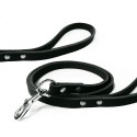 Laisse pour chien RONDO en cuir avec rivets | Noir : Couleur:Noir, Taille:T1 - 100 cm x 12 mm