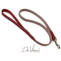 Laisse pour chien Da Vinci en cuir gras et tissus nattés : Couleur:Rouge vif