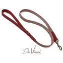 Laisse pour chien Da Vinci en cuir gras et tissus nattés : Couleur:Rouge vif