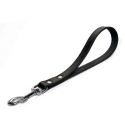 Laisse courte pour grand chien en cuir noir : Longueur:25 cm x 18 mm