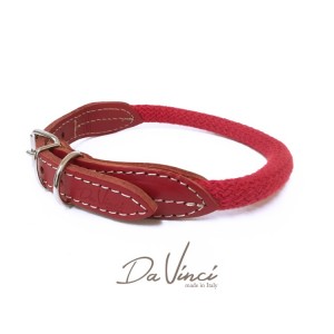 Collier pour chien Da Vinci BIANCA en cuir et corde | Rouge