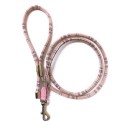 Laisse ronde pour chien en cuir de veau style écossais : Couleur:Rose